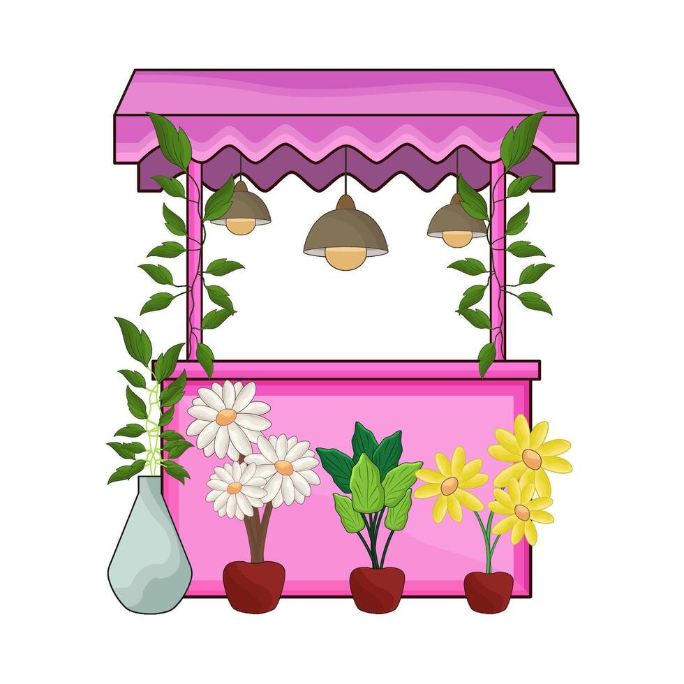 illustration of flower market stall vector