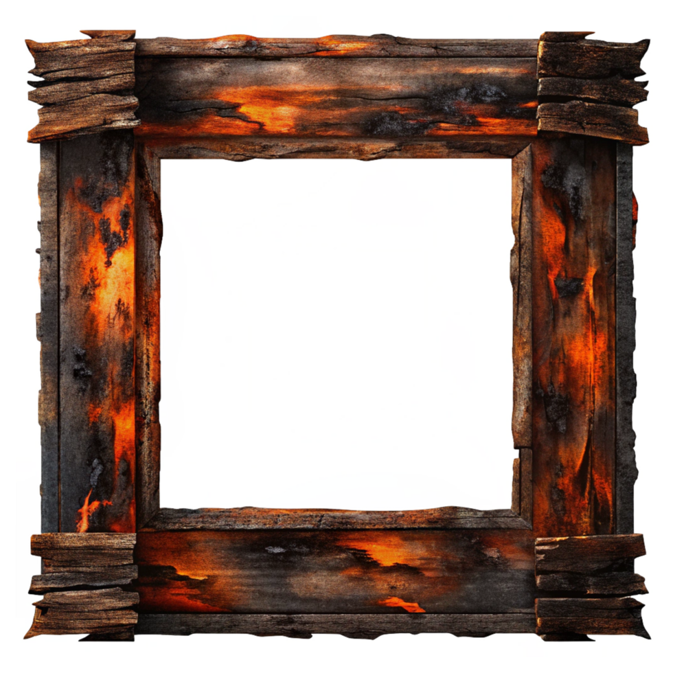 Distinctive Rustic Charred Wood Frame png