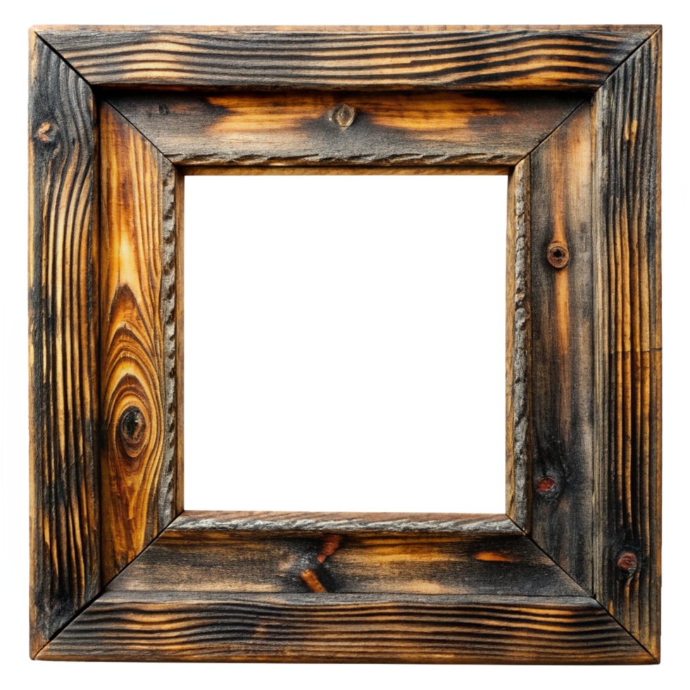 Rustic Charred Wood Frame for Cabin Decor png
