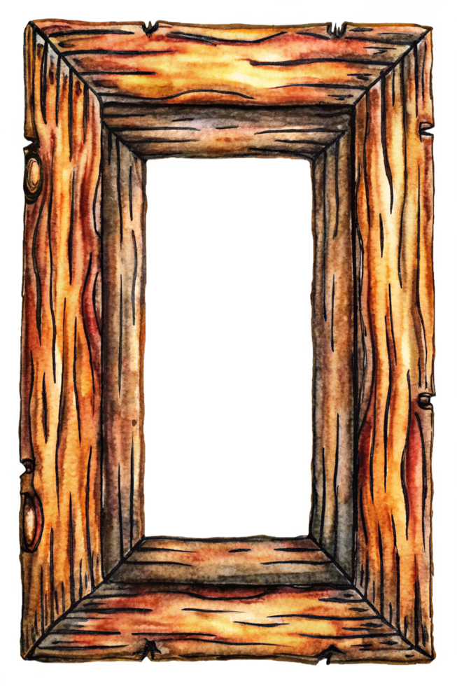 Aged Rustic Charred Wood Frame png