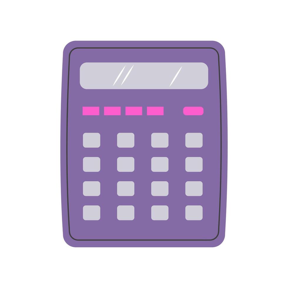 Electronic calculator. Tool for school. Digital keypad for math. vector