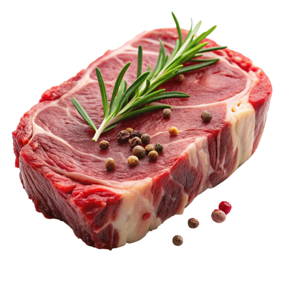 Raw and Uncooked Ribeye Steak with Marbled Texture png