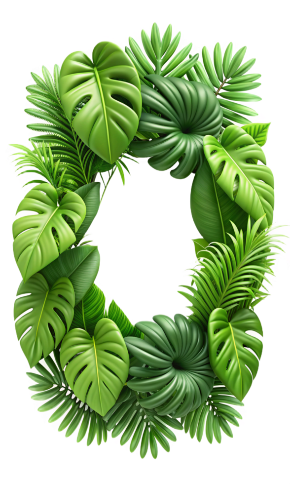 Tropical Foliage Frame for Invitations and Cards 3d png