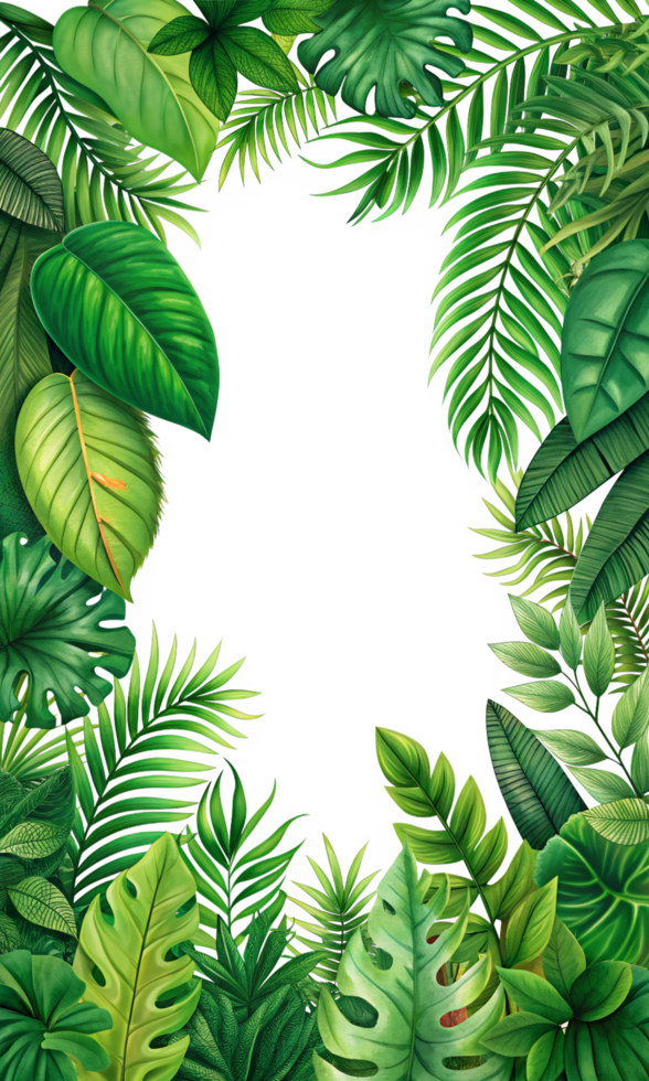 Tropical Foliage Frame with Island Vibes Illustration png