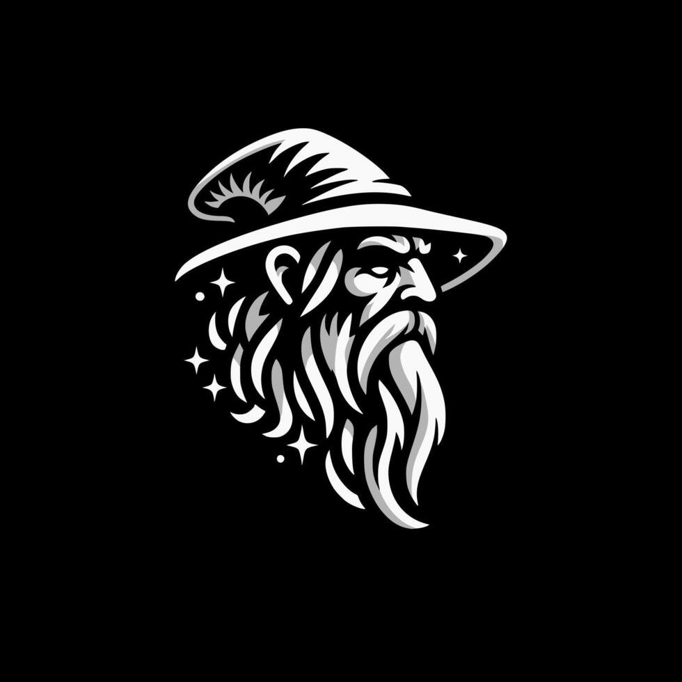 old white witch silhouette logo design template vector