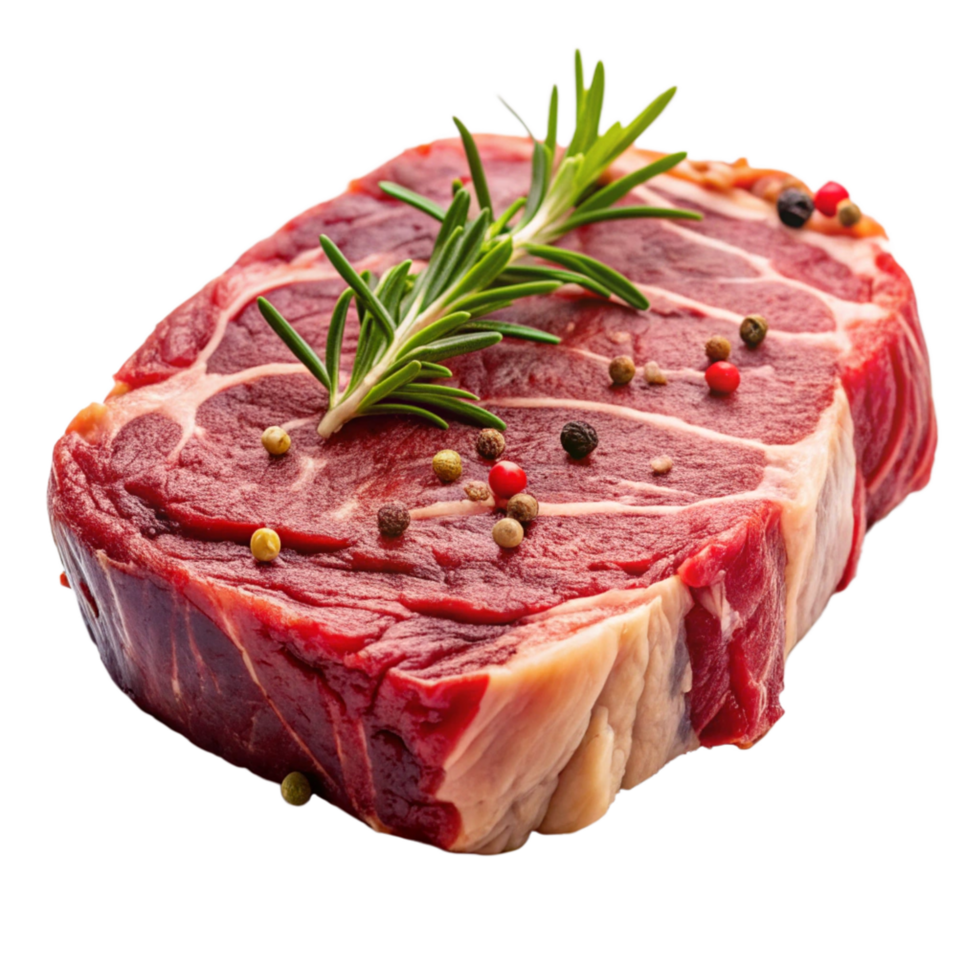 Uncooked Ribeye Steak with Fresh Seasoning png