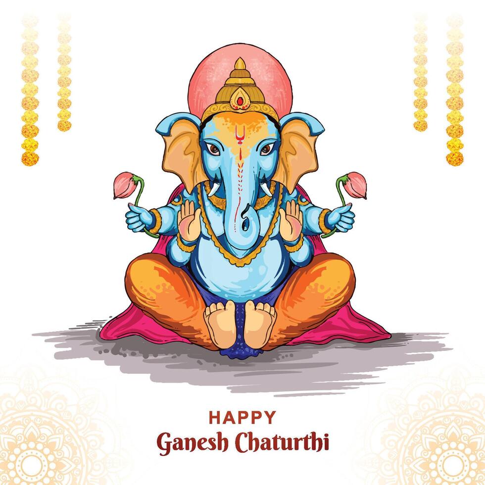 Illustration of lord ganpati background for ganesh chaturthi holiday card background vector