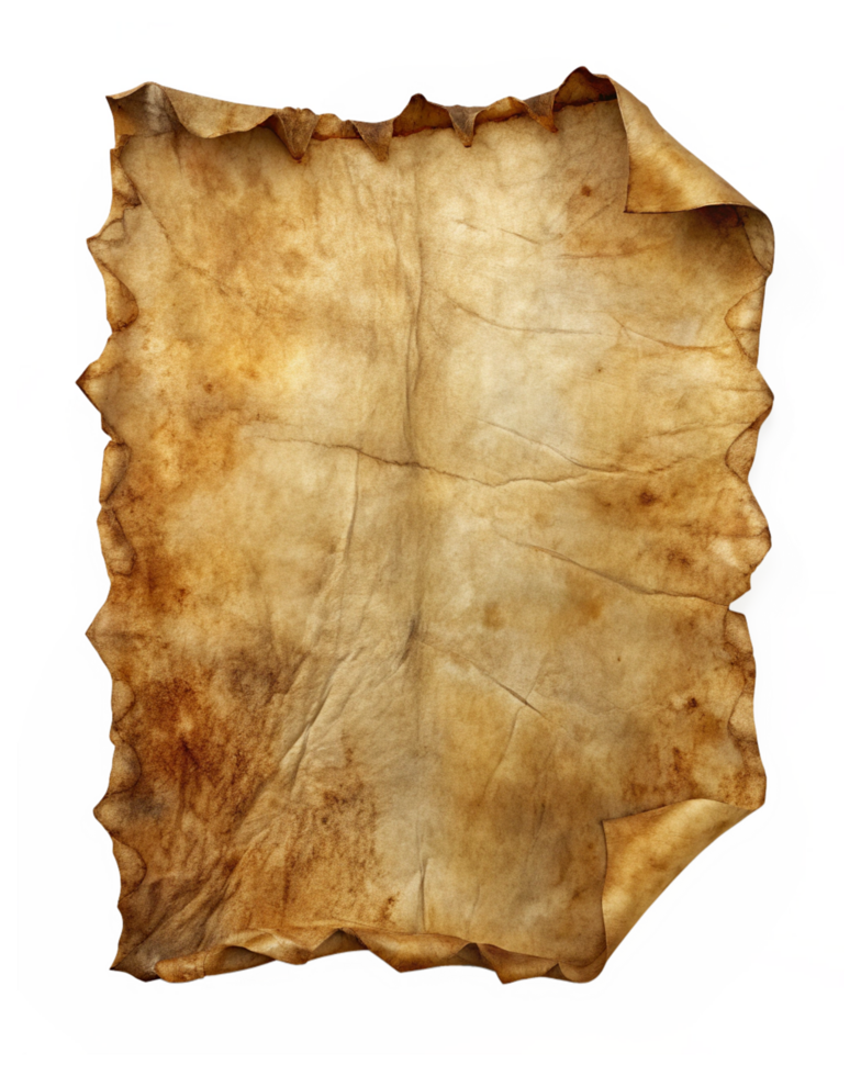 Old Parchment Paper with Ink Stains 3d Render png
