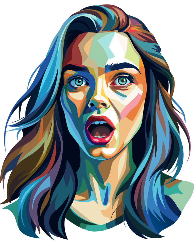Screaming Woman Close-Up Portrait Art png