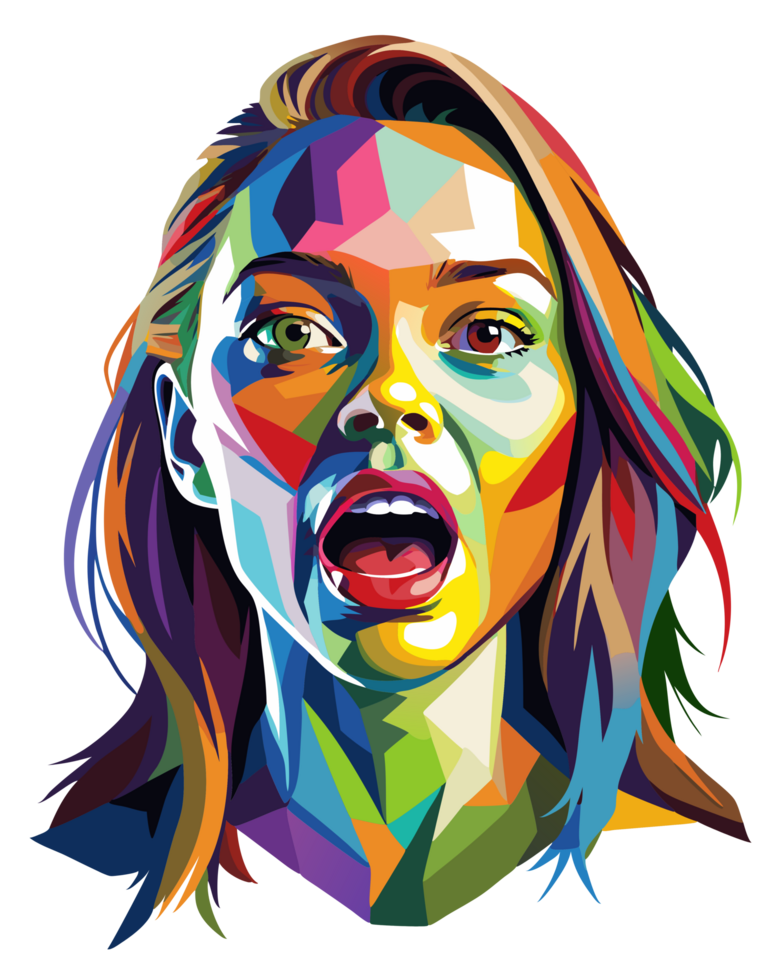 Powerful Screaming Woman Portrait Art png