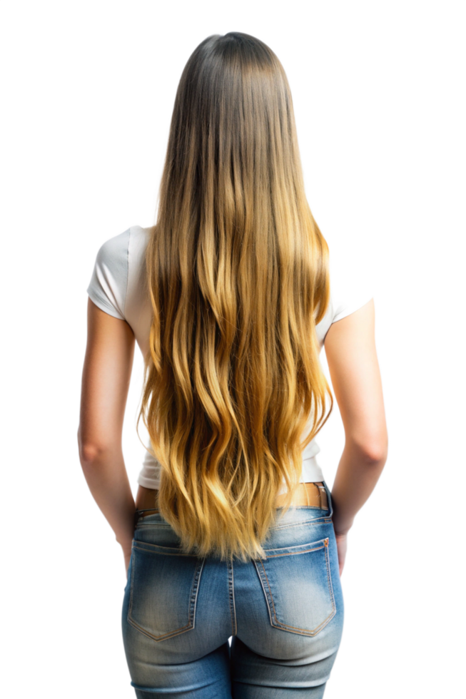 Woman with Long Hair from Behind in Soft Light png