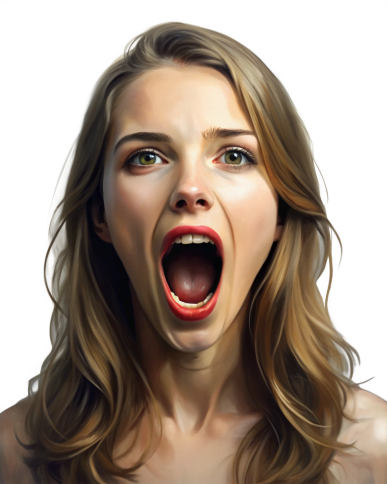 Screaming Woman Portrait Full of Despair png