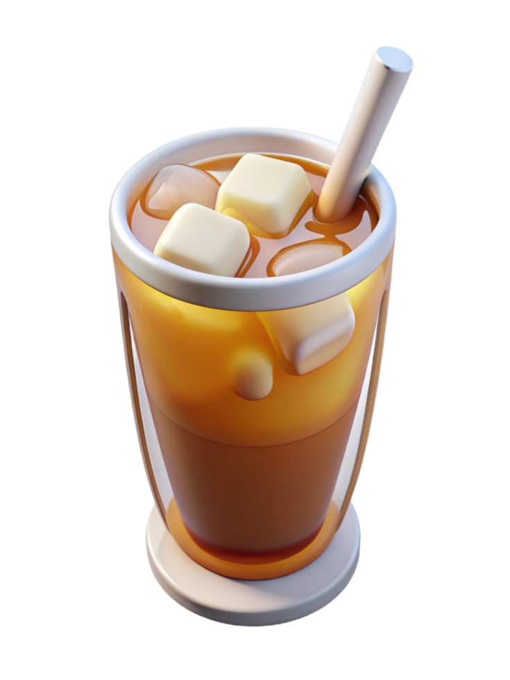 Sweet Tea with Ice and Lemon 3d png