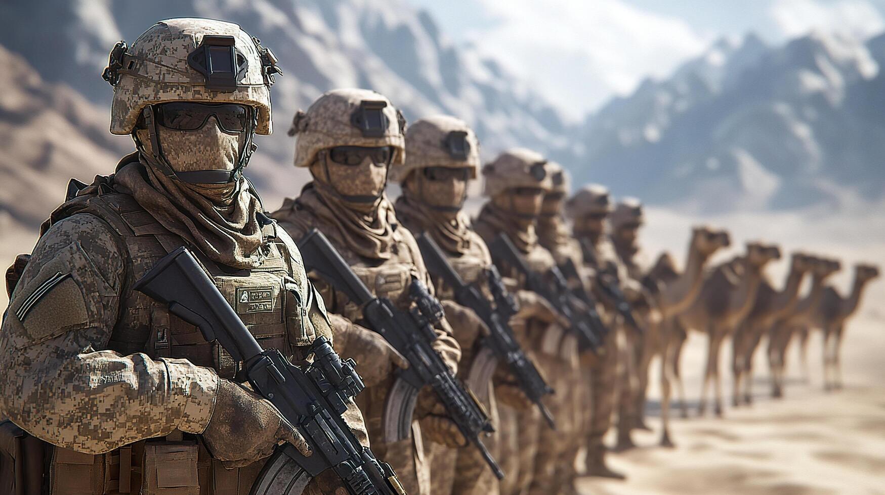 a group of soldiers are standing in a line photo
