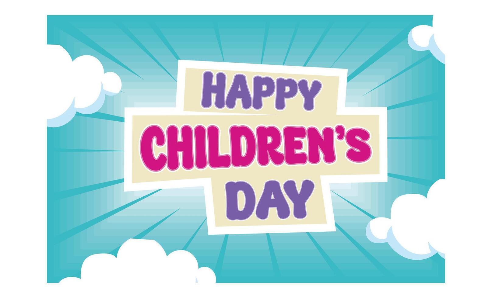 Text effect for Children's Day on white clouds background. Happy children's day. Flat illustration. vector