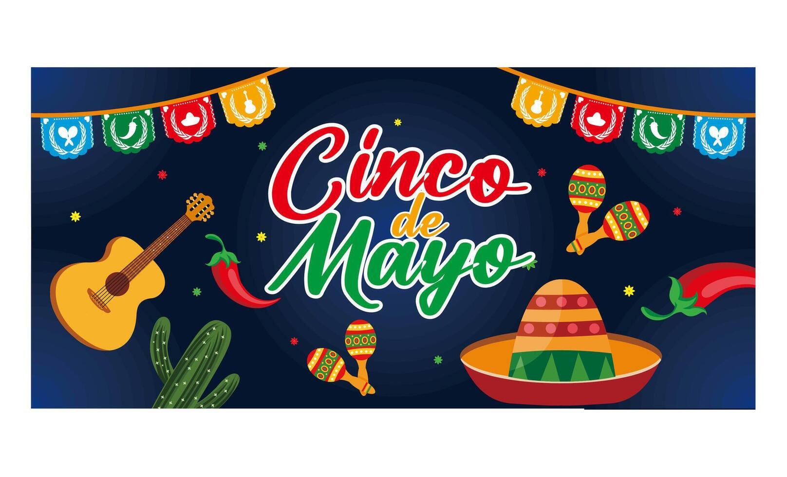 Banner template for Mexican independence celebration with traditional paper cut flags and holiday symbols. flat modern illustration vector