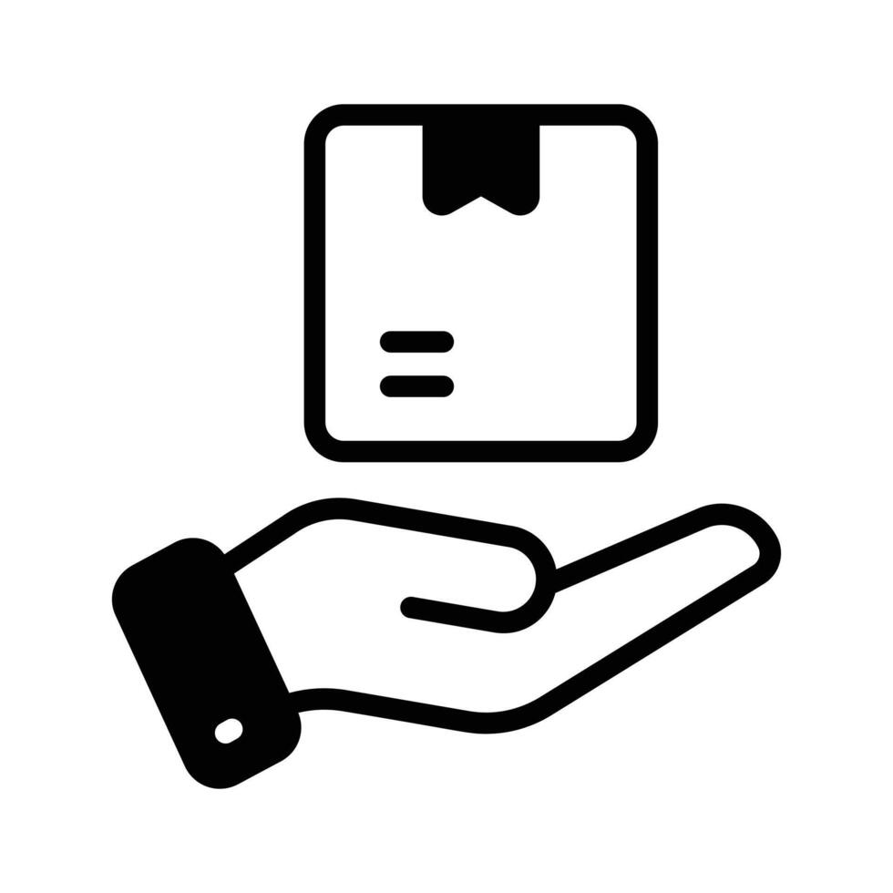 Parcel on hand showing concept icon of parcel care icon vector