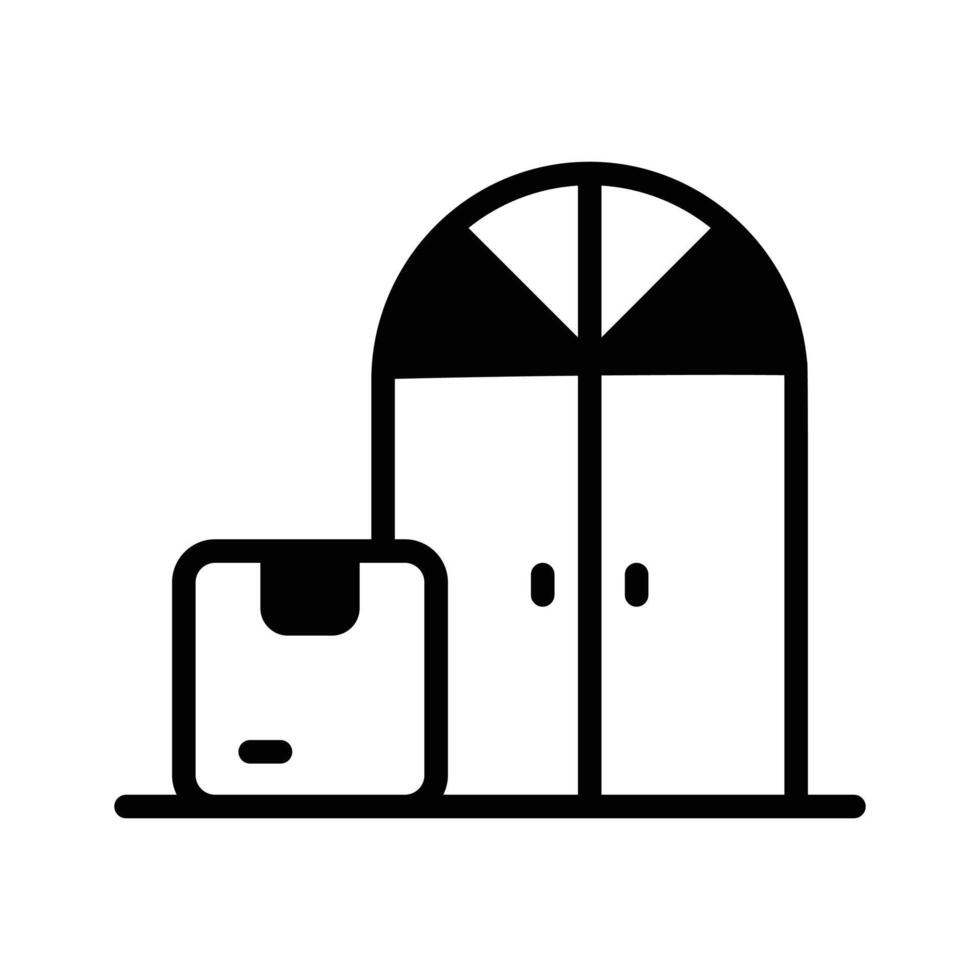 Parcel with home door concept icon of home delivery, door delivery isolated on white background vector