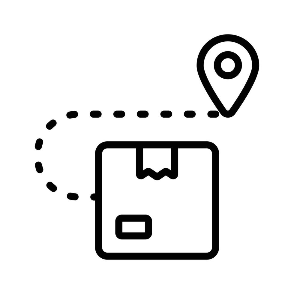 Package parcel with map pin showing concept icon of delivery route, delivery tracking vector