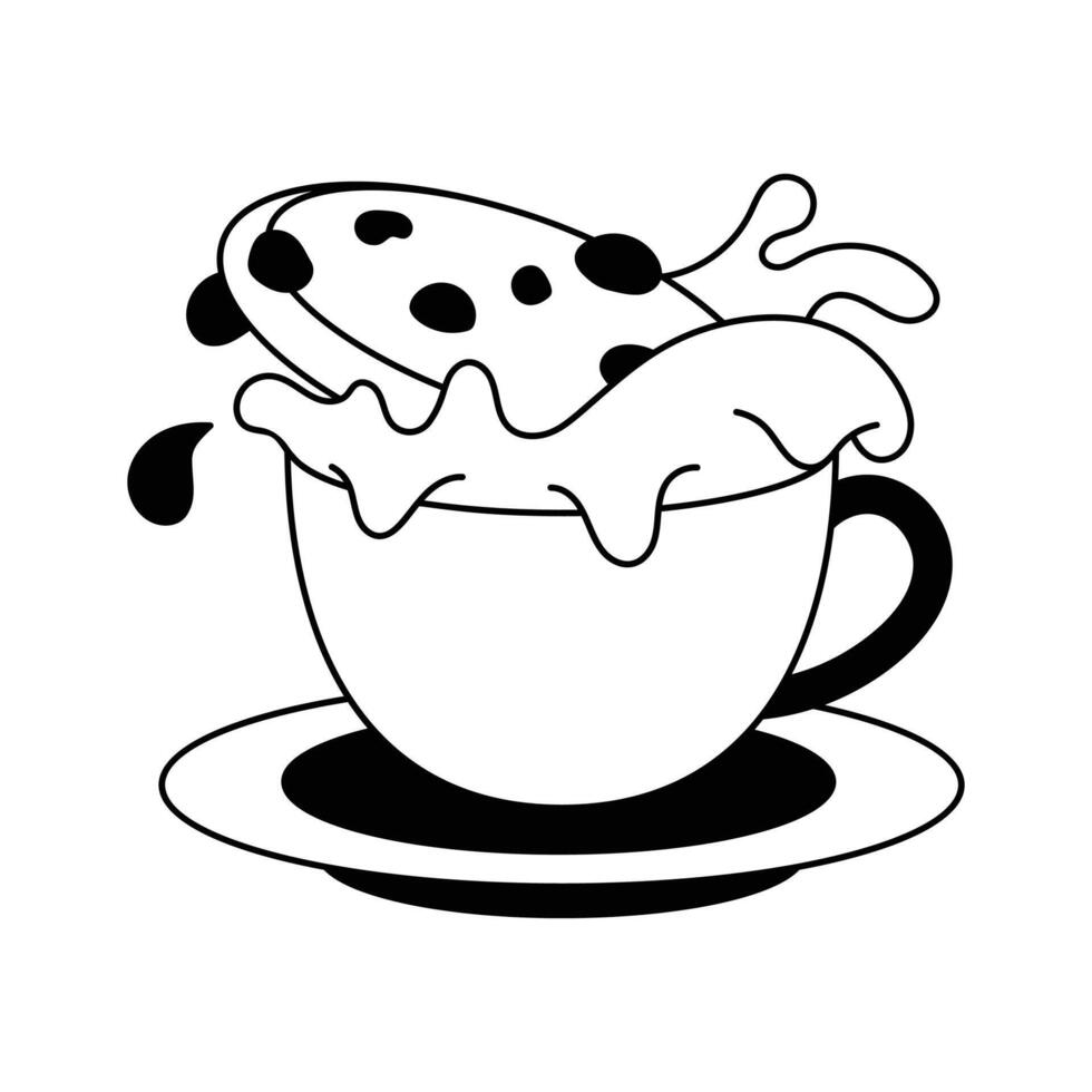 Cookie dunked in milk, ideal for snack, breakfast, ready for premium use vector