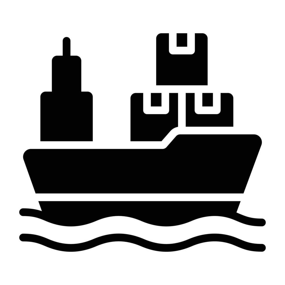 Cargo ship design, visually perfect icon of freight ship, maritime ship, vector