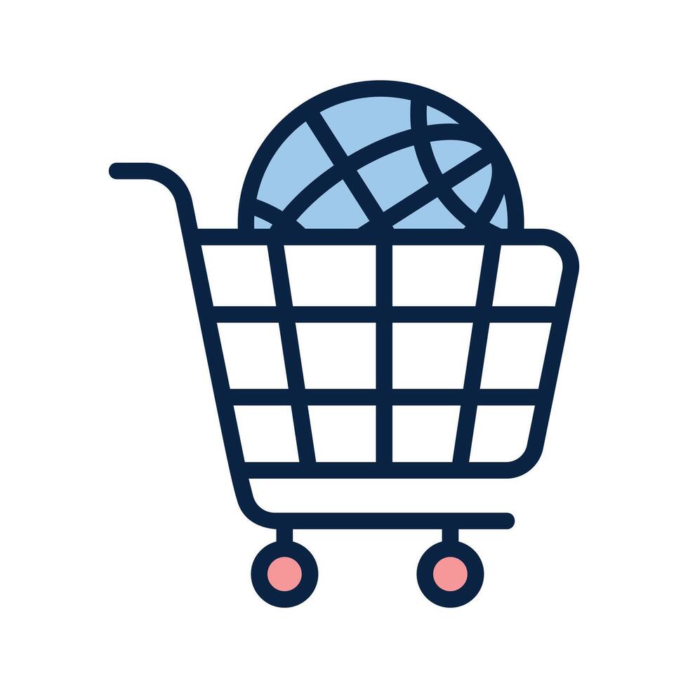 World globe with shopping trolley, global shopping design vector