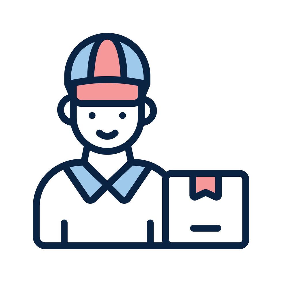 Courier boy professional worker and employee design, cargo services vector