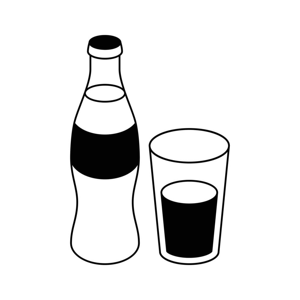 Refreshments, beverages, soda bottle with glass design vector