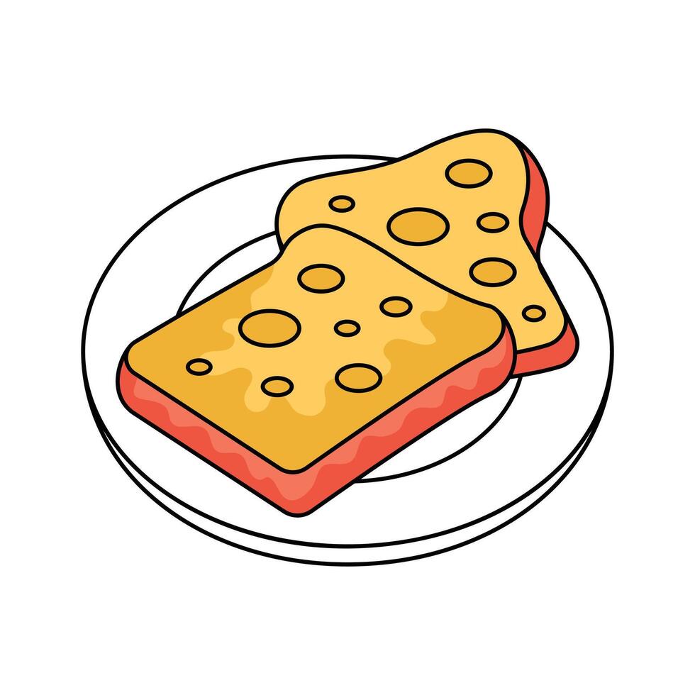 Breakfast, snacks, bakery, toasted bread with butter design vector