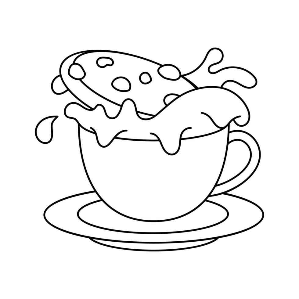 Cookie dunked in milk, ideal for snack, breakfast, ready for premium use vector