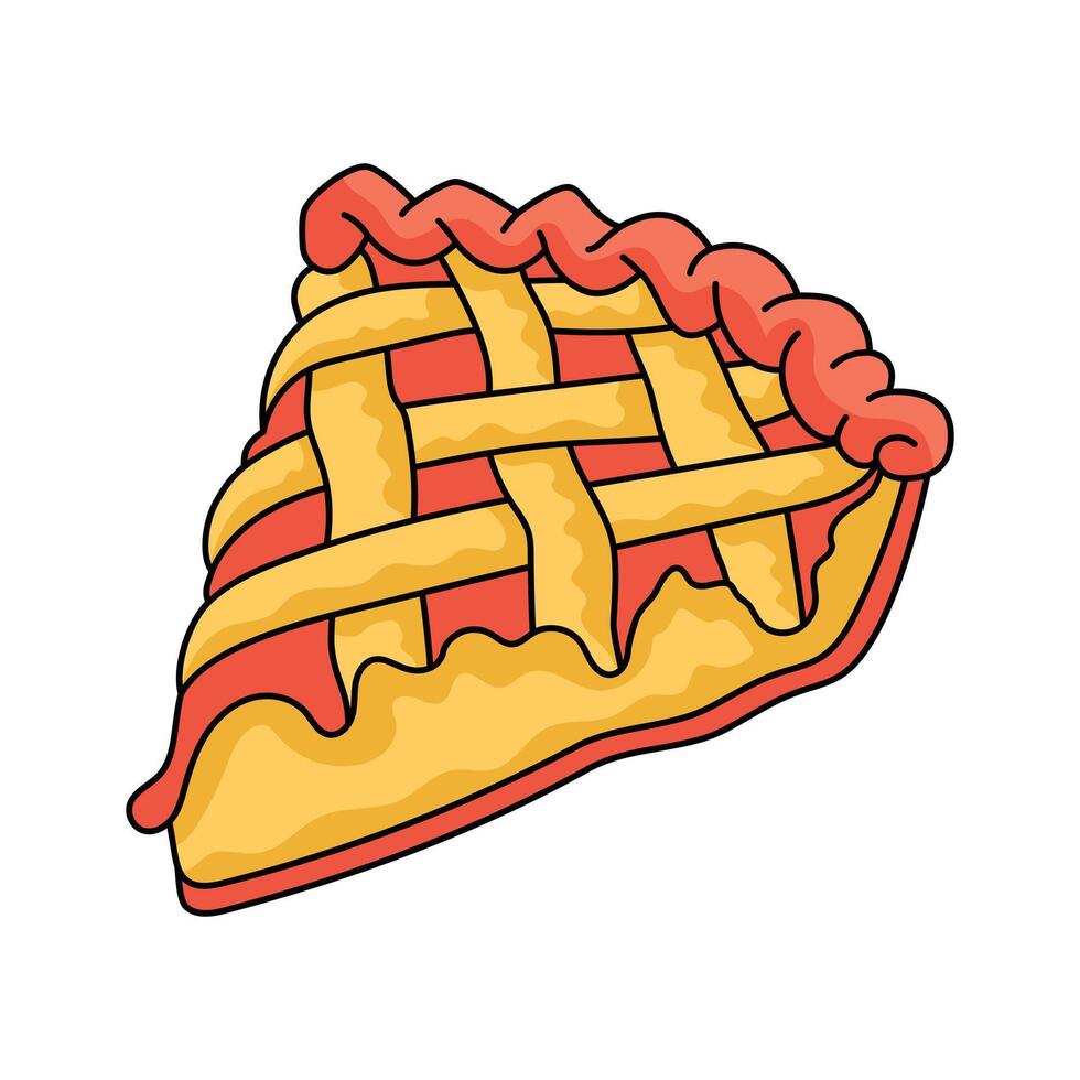 Dessert, thanksgiving, classic apple pie cake design vector