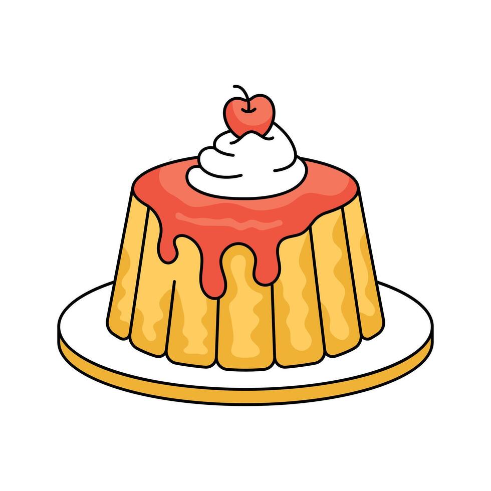 Creamy flan, dessert, sweet treat, pudding mix design vector