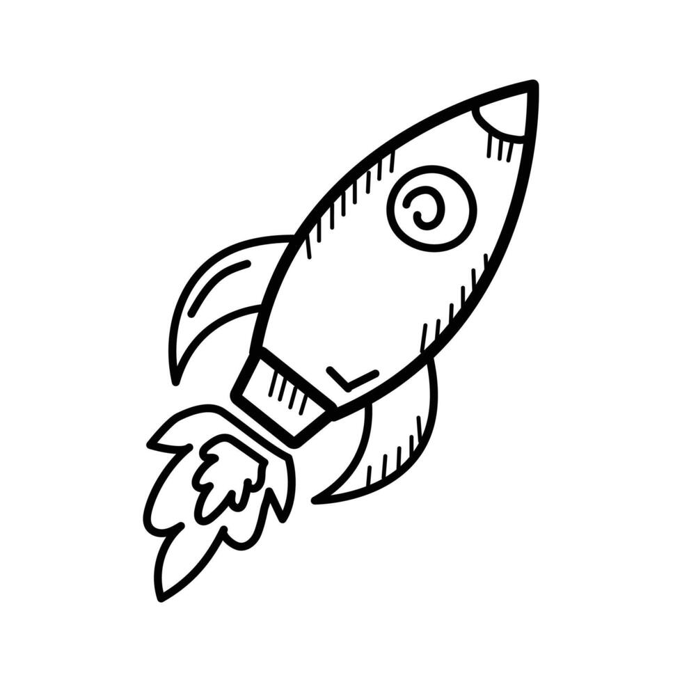 Space exploration, innovation, technology, rocket doodle icon vector