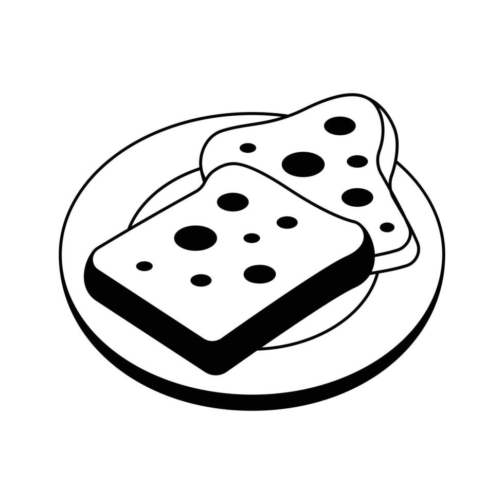 Breakfast, snacks, bakery, toasted bread with butter design vector