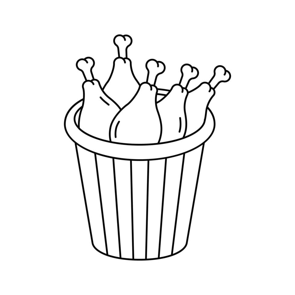A crispy bucket of fried chicken, fast food, dinner or snack vector