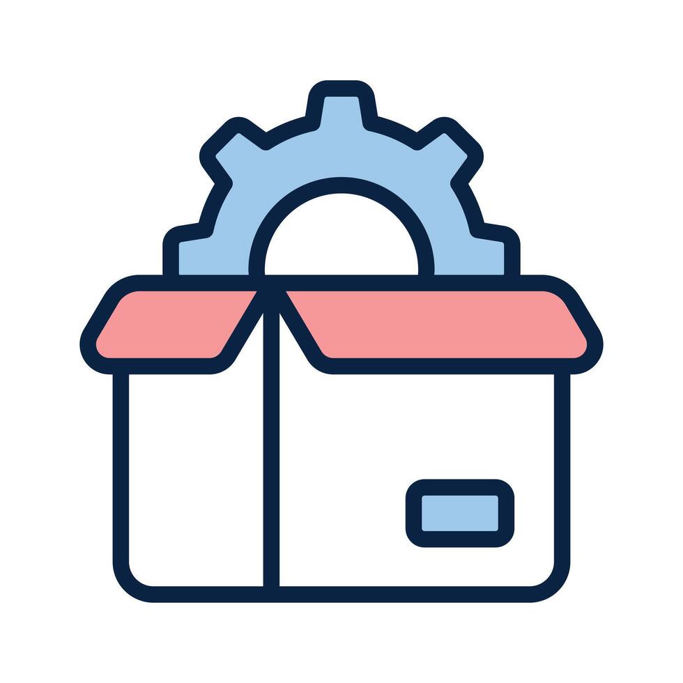 Cardboard with gear symbolizing delivery management icon, product management vector