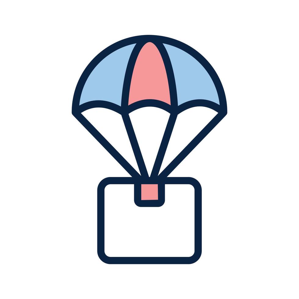 Parachute with parcel box, air logistics design, air delivery icon vector