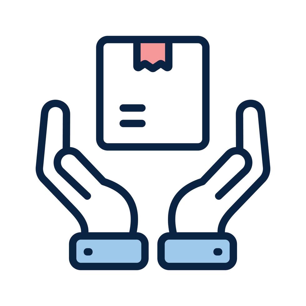 Parcel on hand showing concept icon of parcel care icon vector