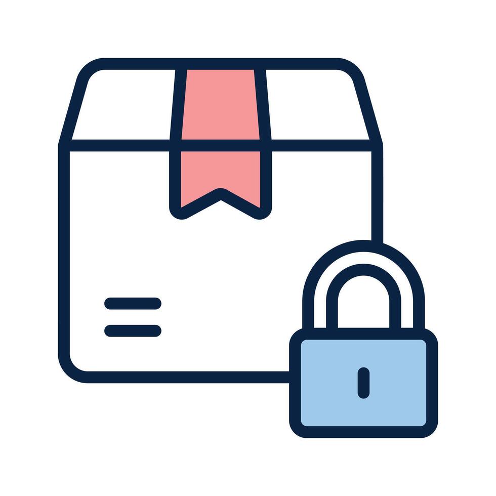 Padlock with parcel box denoting icon of parcel protection vector