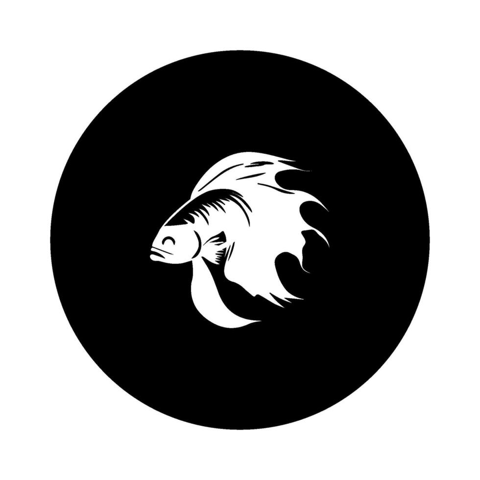 fish icon with black circle background vector
