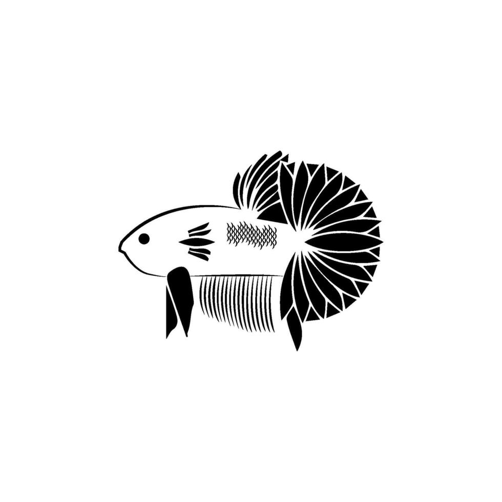 simple black betta fish icon vector