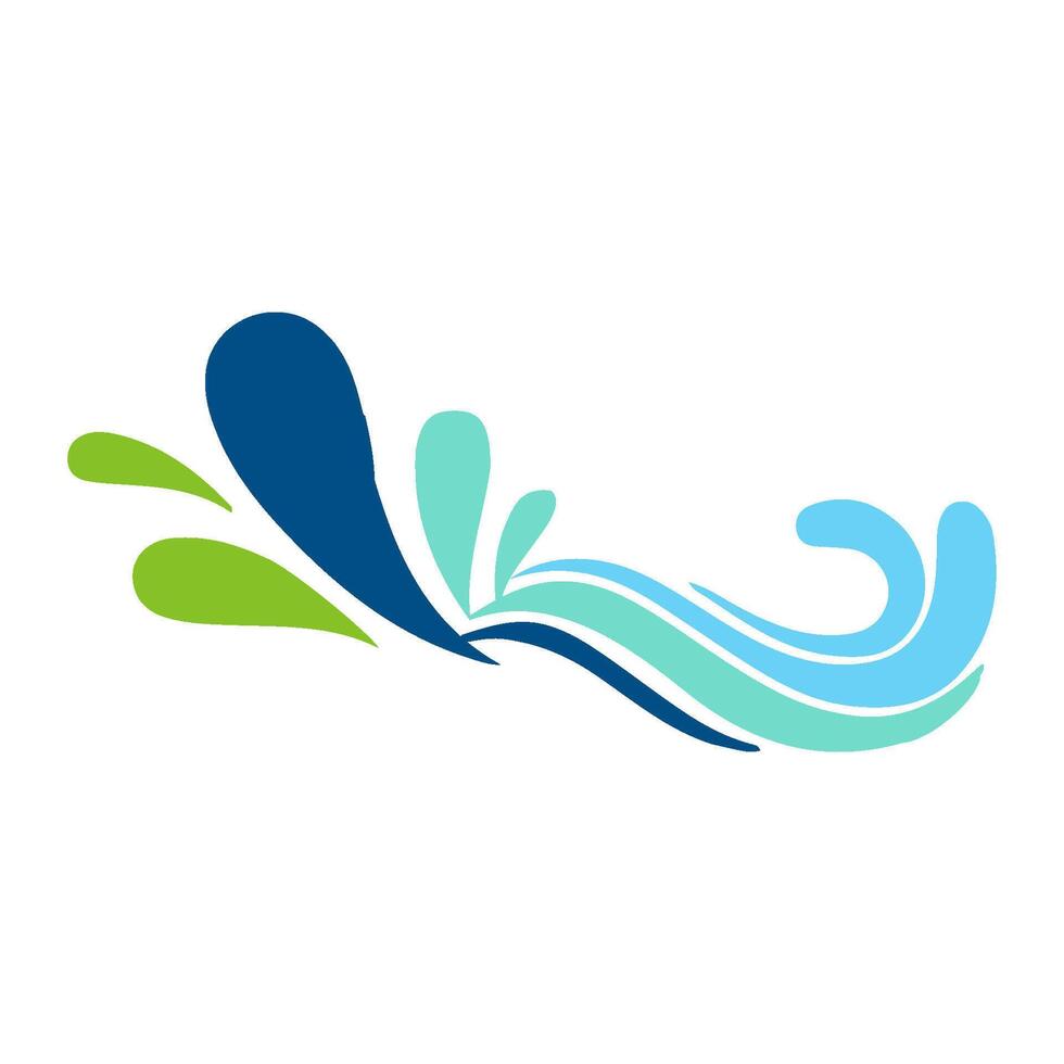 Water wave icon with green blue and light blue colors, vector