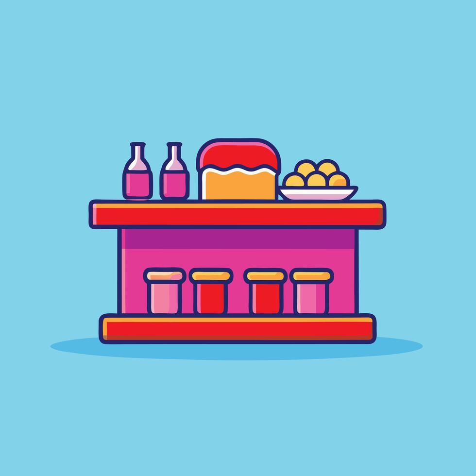 Cute Snack Bar Restaurant Cartoon Icon Illustration. Animal Wildlife Icon Concept Isolated. Flat Cartoon Style Free vector