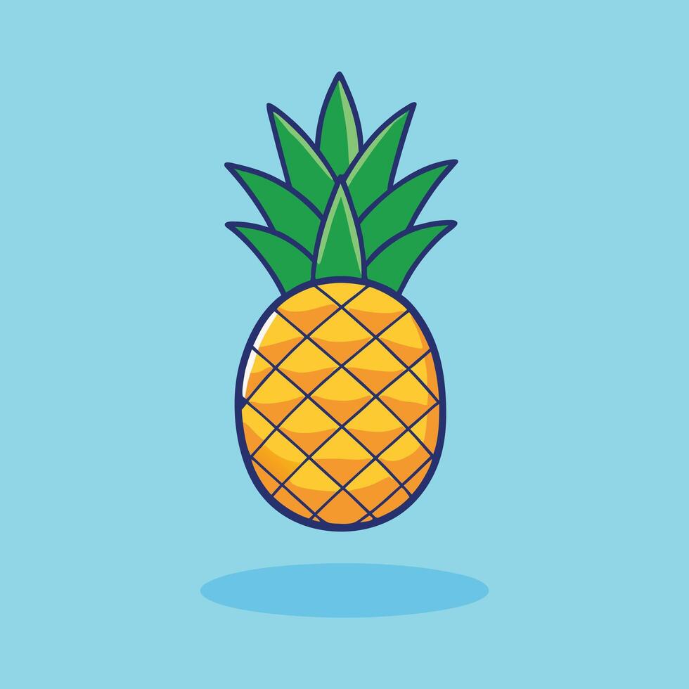Juicy Pineapple Cartoon Icon Illustration. Animal Wildlife Icon Concept Isolated. Flat Cartoon Style Free vector