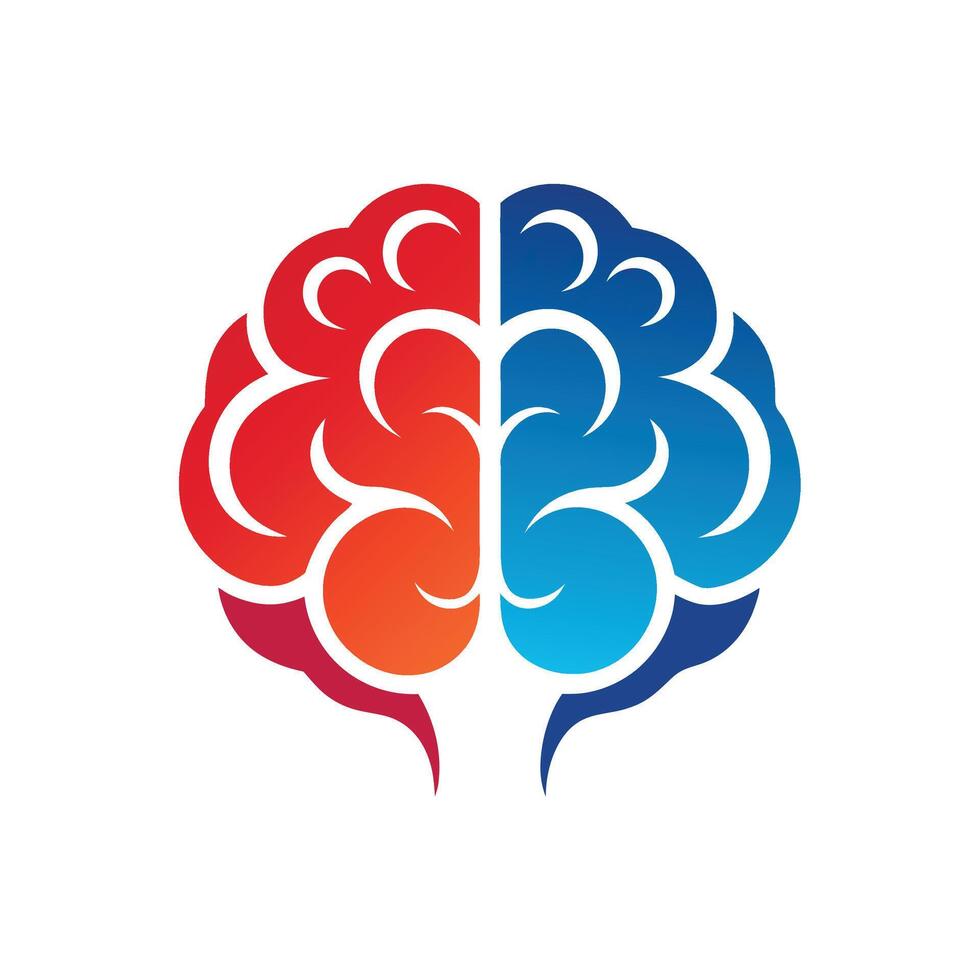 Human brain different colors mascot logo design icon illustration vector
