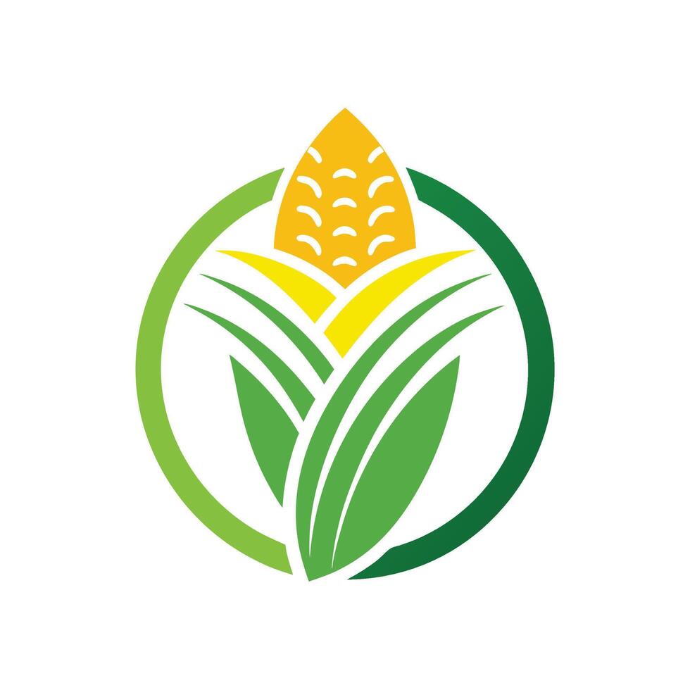 Corn on the cob in circle green and yellow colors mascot logo design icon illustration vector