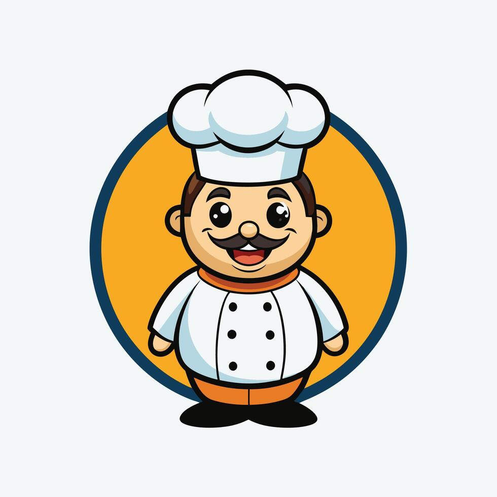 Cute cartoon chef cook mascot logo design icon illustration vector