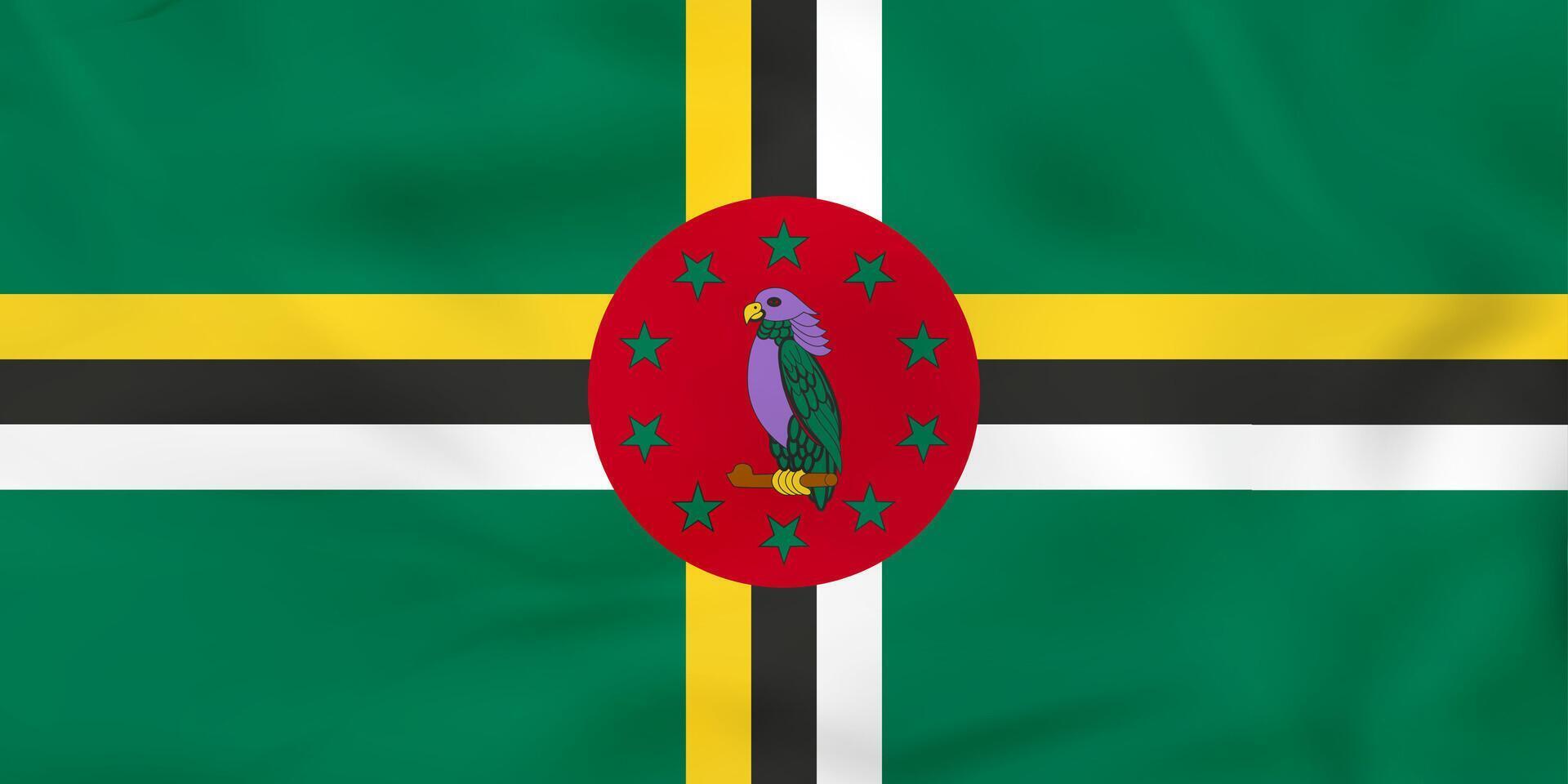 Dominica waving flag. Dominica national flag background texture. vector