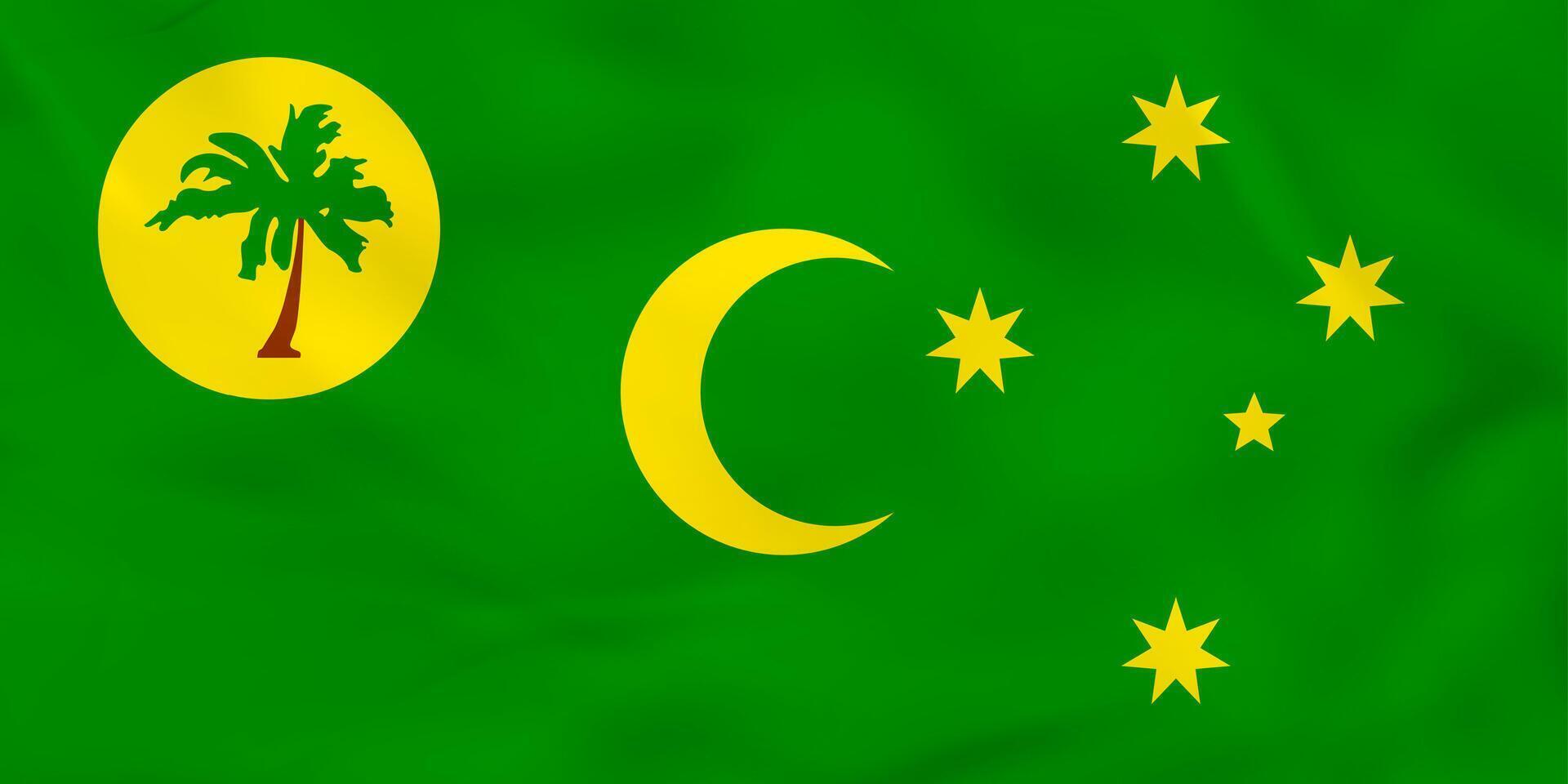 Cocos Islands waving flag. Cocos Islands national flag background texture. vector