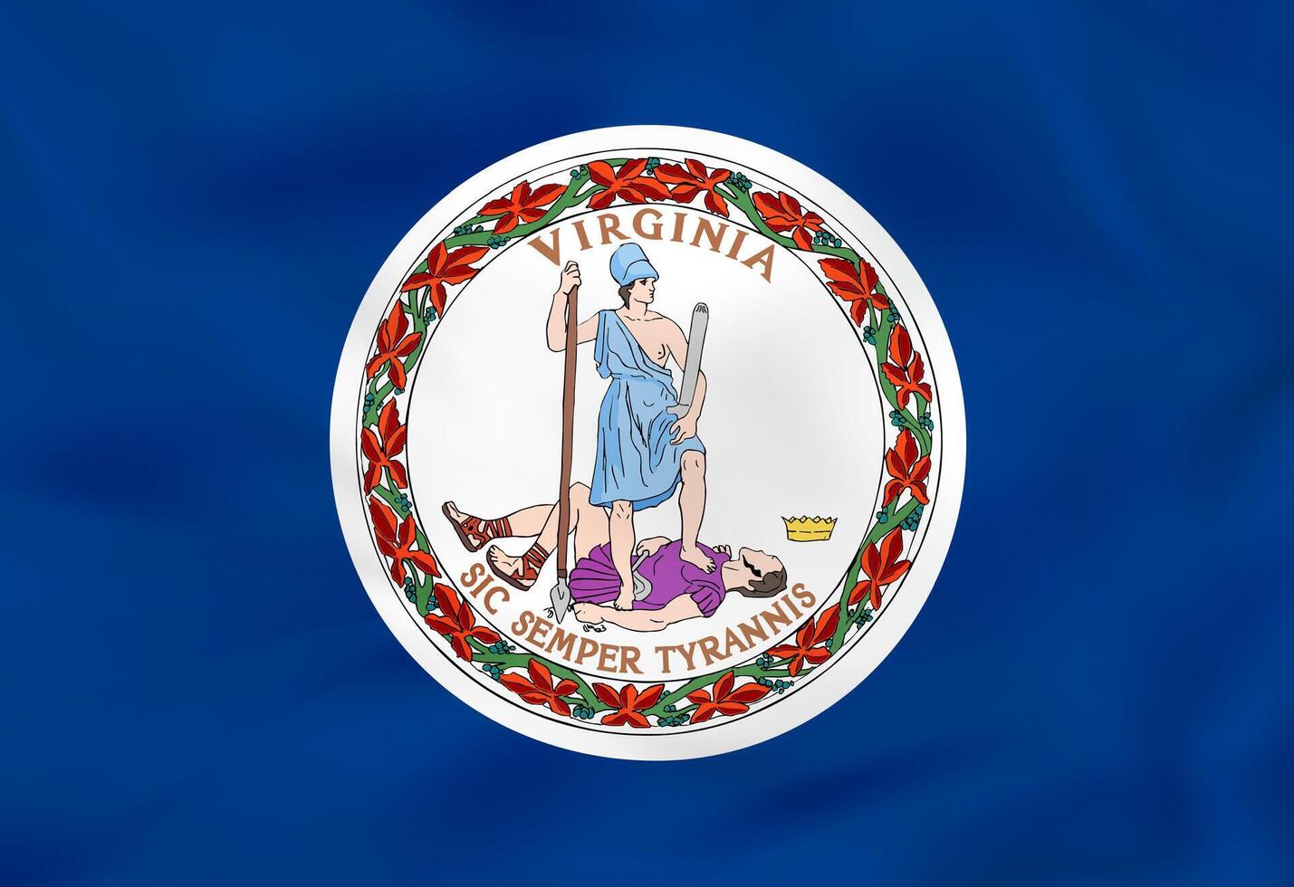 Virginia waving flag. Virginia state flag background texture. vector